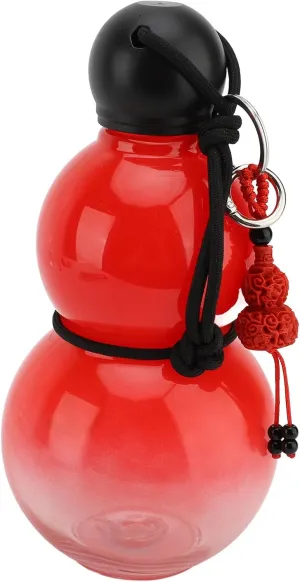Yunir Gourd Water Flask Jug, Chinese Retro Sports Travel Bottle, 800ml Big Capacity Plastic Flask for Gym, Portable with Strap (Red)