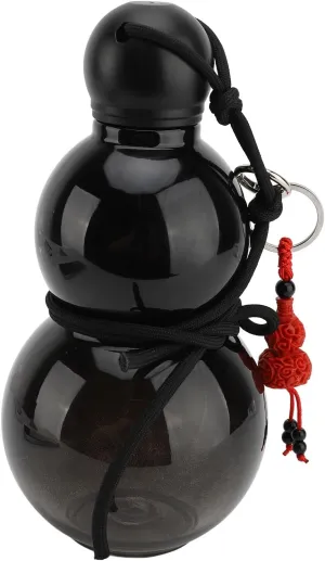 Yunir Gourd Water Flask, Retro Sports Travel Jug, 800ml Big Capacity Plastic Bottle - Gym & Portable with Strap (Black)