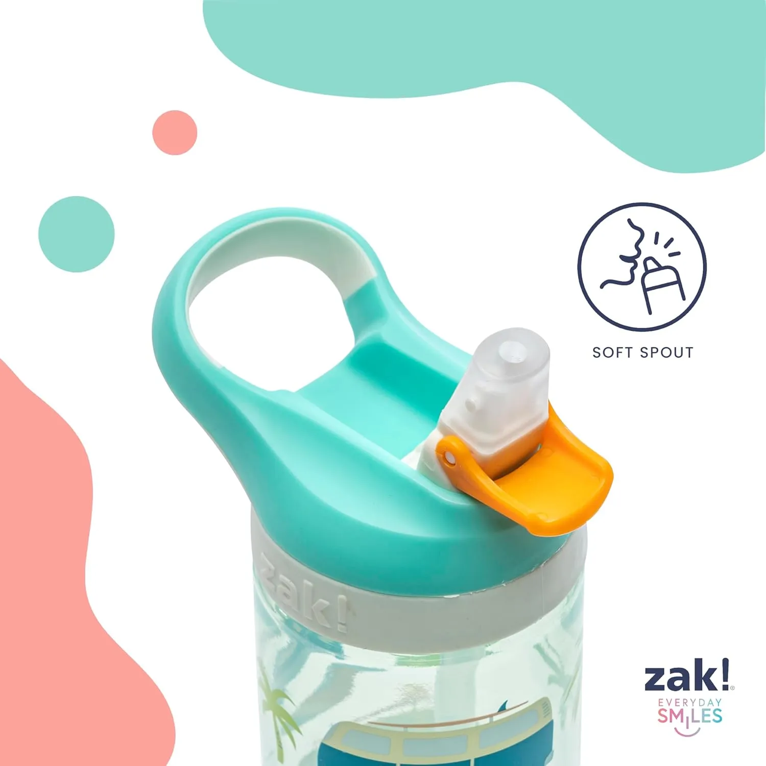 Zak Designs Bluey Atlantic Kids Water Bottle For School or Travel, 16oz Durable Plastic Water Bottle With Straw, Handle, and Leak-Proof, Pop-Up Spout Cover, 2-Pack (Bluey, Bingo)