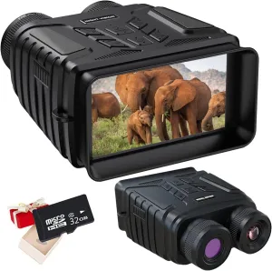 ZALix 4K WiFi Night Vision Infrared Binoculars 8X Digital Zoom 984 ft/300M Viewing Range 7 Level IR Camera with 4.5" LCD Screen Take HD Photos/Videos for Hunting Camping Security with 32GB TF Card
