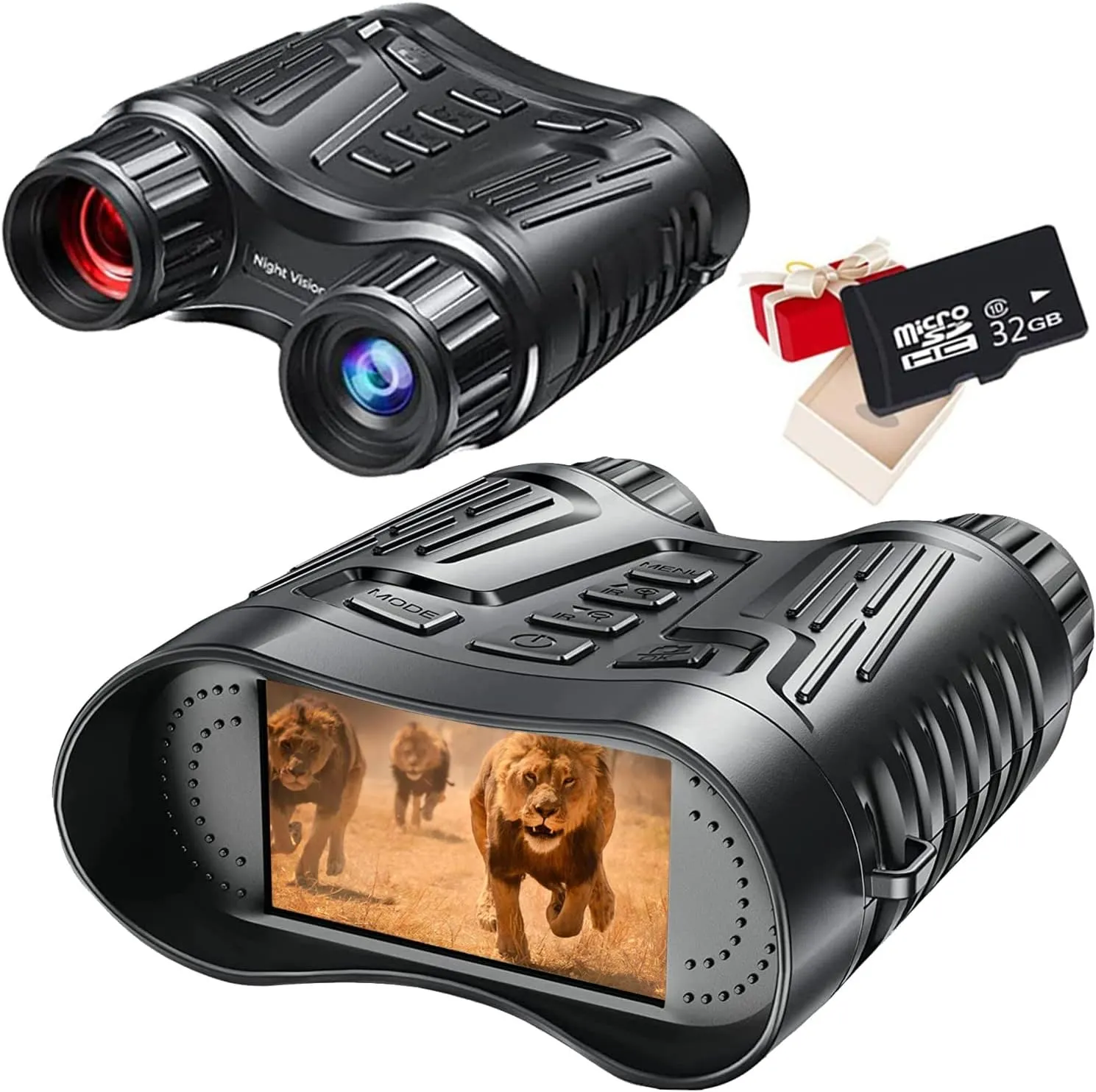 ZALix Mini HD Infrared Digital Night Vision Goggles 984ft/300M Hunting Binoculars for Adults Night Vision and Day Military with 3.2" Screen 32GB Card with Photo/Video Recording in 100% Darkness