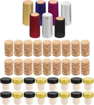 Zerodeko Sturdy Pvc Wine Bottle Stoppers Reusable Corks for Wine Bottles Wine Corker Set for Cellar Home