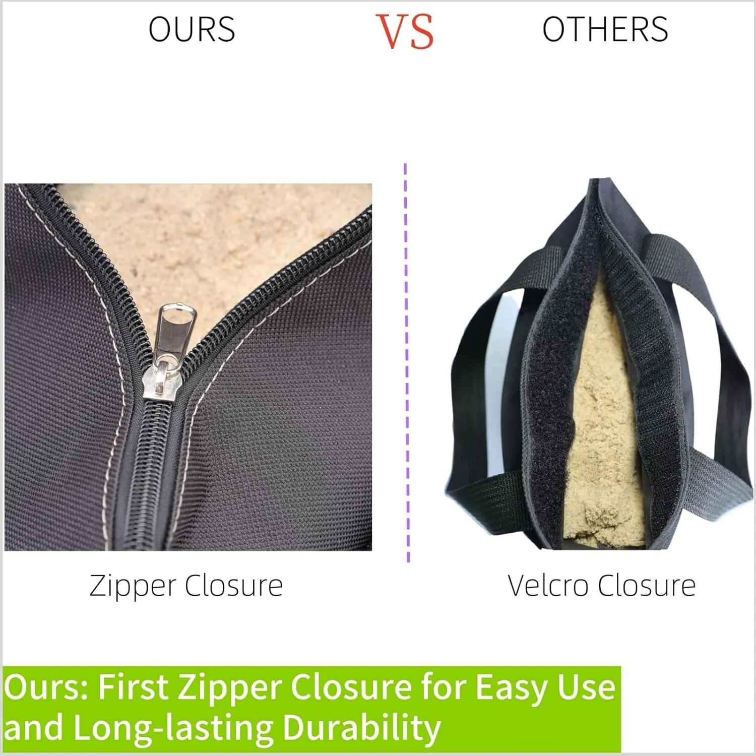 Zipper Top Sand Bags for Canopy Legs (Without Sand), Sandbags for Weight Set of 4 (Black, 160 LBS)