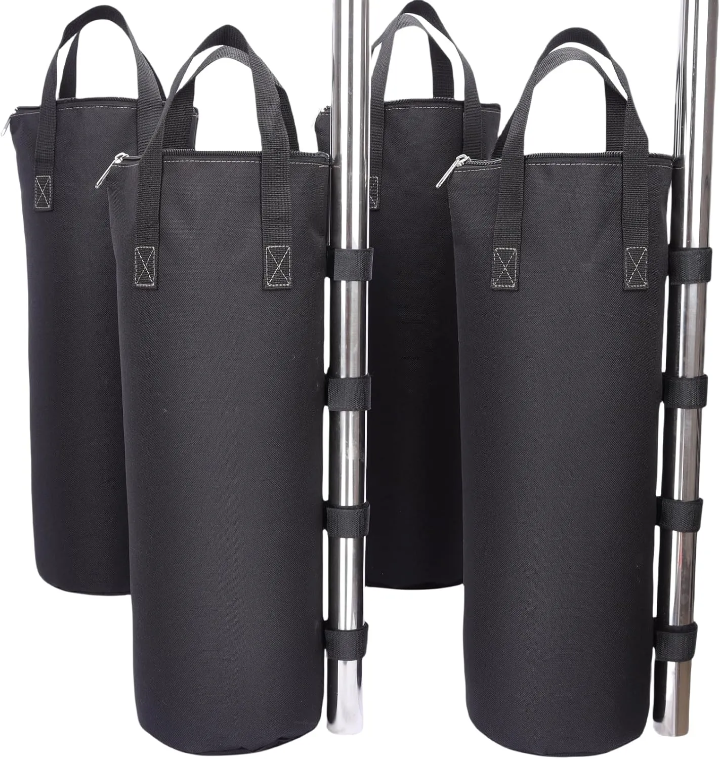 Zipper Top Sand Bags for Canopy Legs (Without Sand), Sandbags for Weight Set of 4 (Black, 160 LBS)