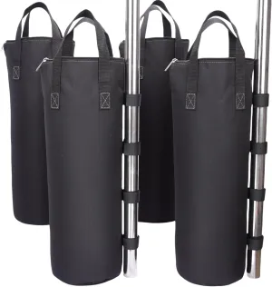 Zipper Top Sand Bags for Canopy Legs (Without Sand), Sandbags for Weight Set of 4 (Black, 160 LBS)